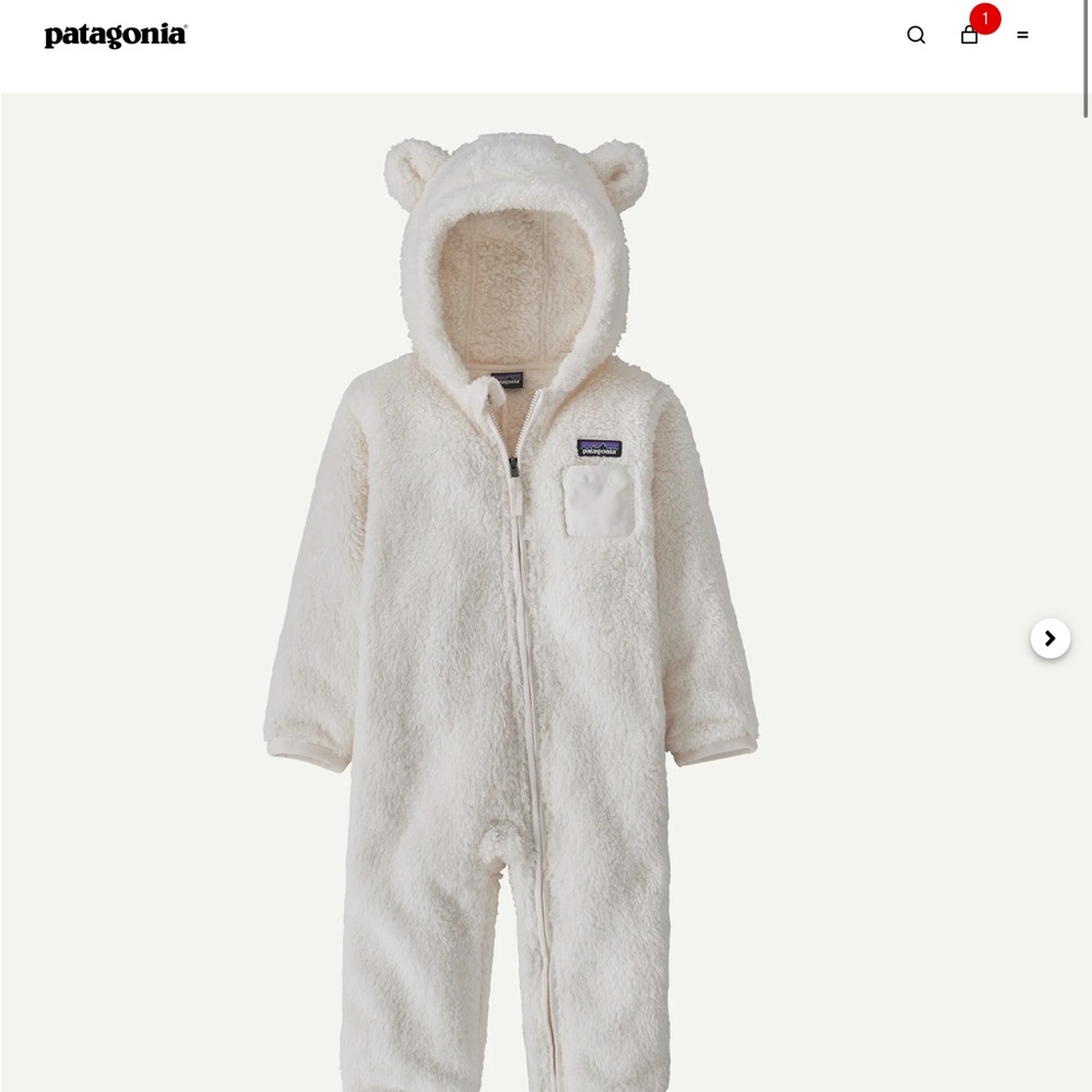 Patagonia White Fleece Infant Jumpsuit